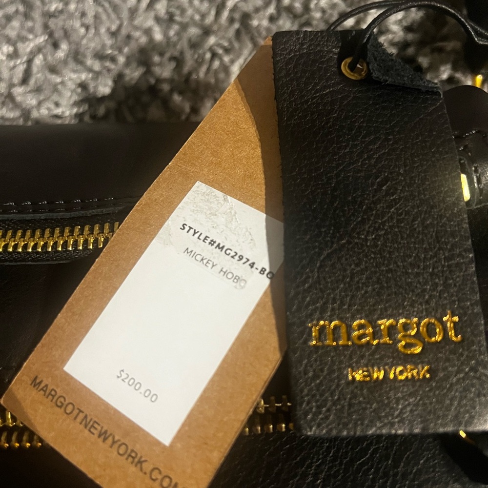 margot Black Pebbled Leather Crossbody with Gold Zippers - Picture 8 of 13